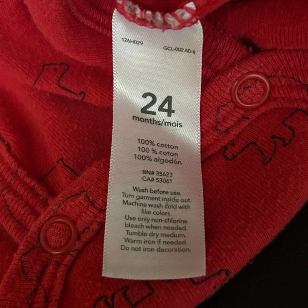 Carters Baby Boy Red Black Bear Long Sleeve Bodysuit 24 Months 126H029 1464